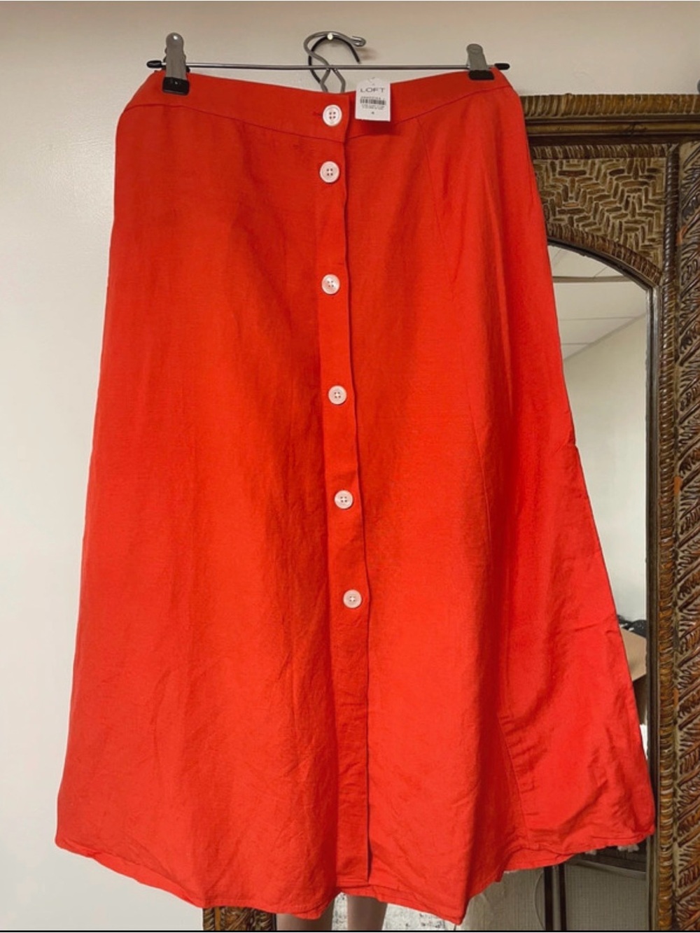 NWT Ann Taylor Loft poppy red linen midi skirt sz 4